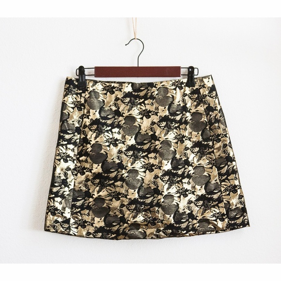 Aqua Capsule Dresses & Skirts - Gold & Black Brocade Skirt